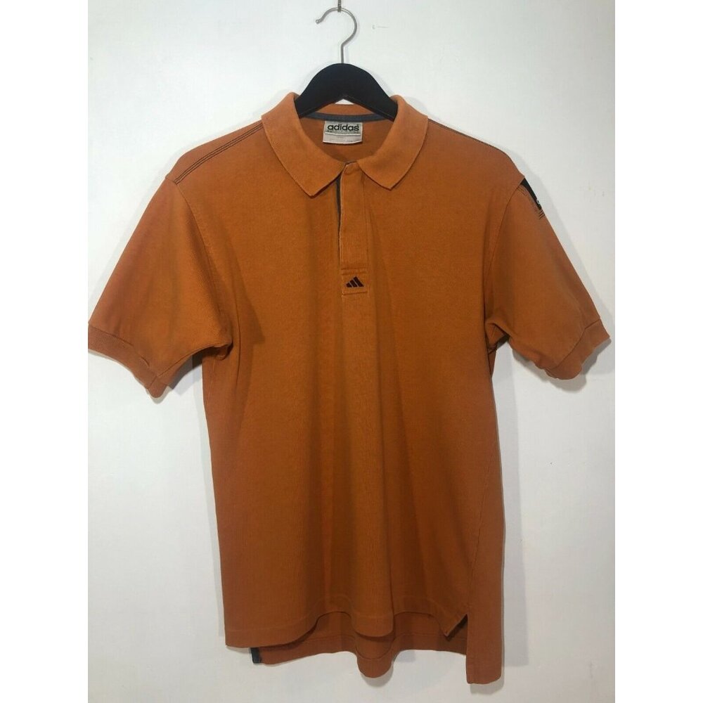 Vintage 90's Adidas Equipment EQT Washed Orange Polo T Shirt Mens Small